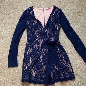 Lilly Pulitzer navy tiki wrap romper